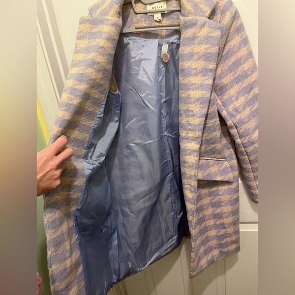 HYFVE Houndstooth Lilac Front Pocket Pea Coat. Size Small. NWOT - Picture 9 of 11